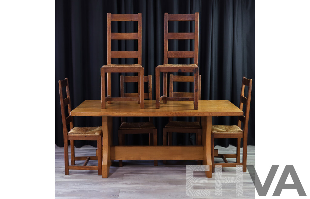 French Provincial Oak Seven Piece Dining Suite