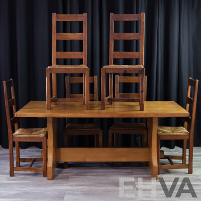 French Provincial Oak Seven Piece Dining Suite