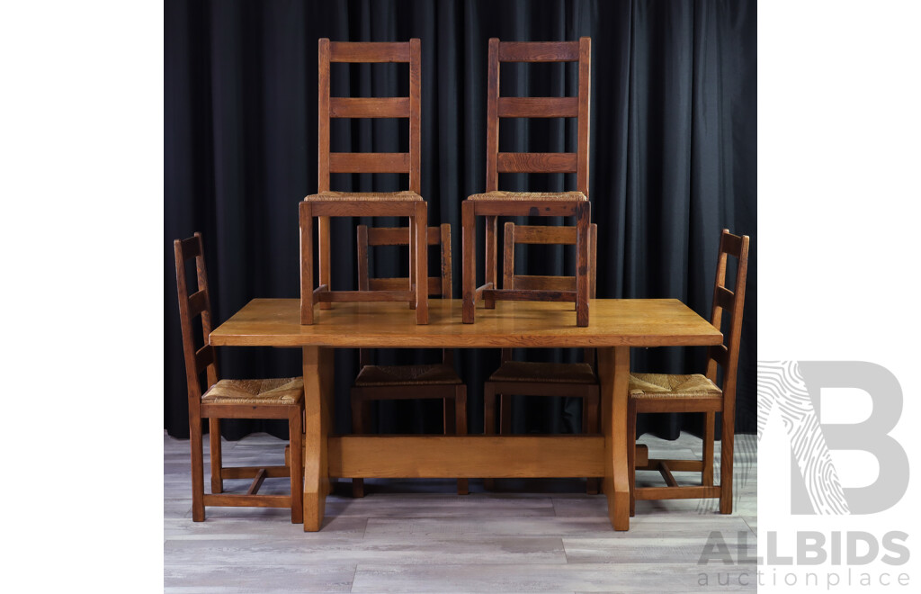 French Provincial Oak Seven Piece Dining Suite