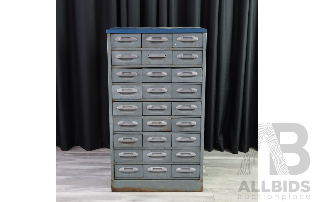 Metal Cased 27 Drawer Industrial Card Filer