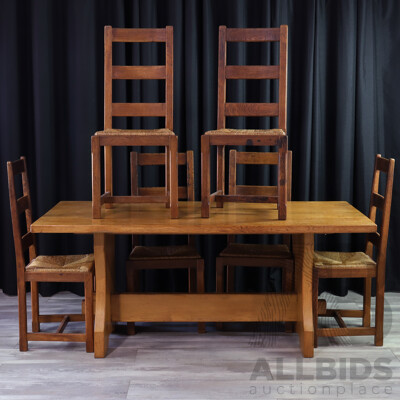 French Provincial Oak Seven Piece Dining Suite