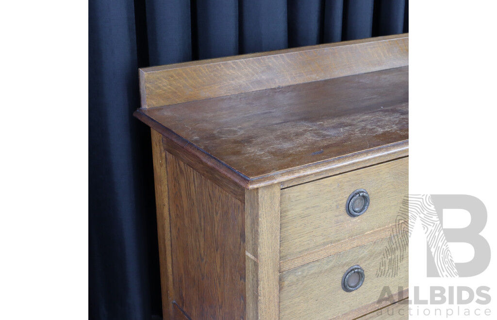 Antique Oak Elevated Chest of Three Drawers