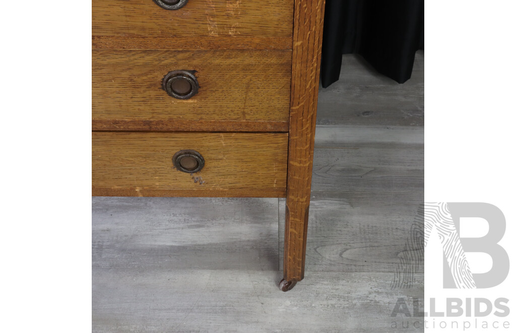 Antique Oak Elevated Chest of Three Drawers