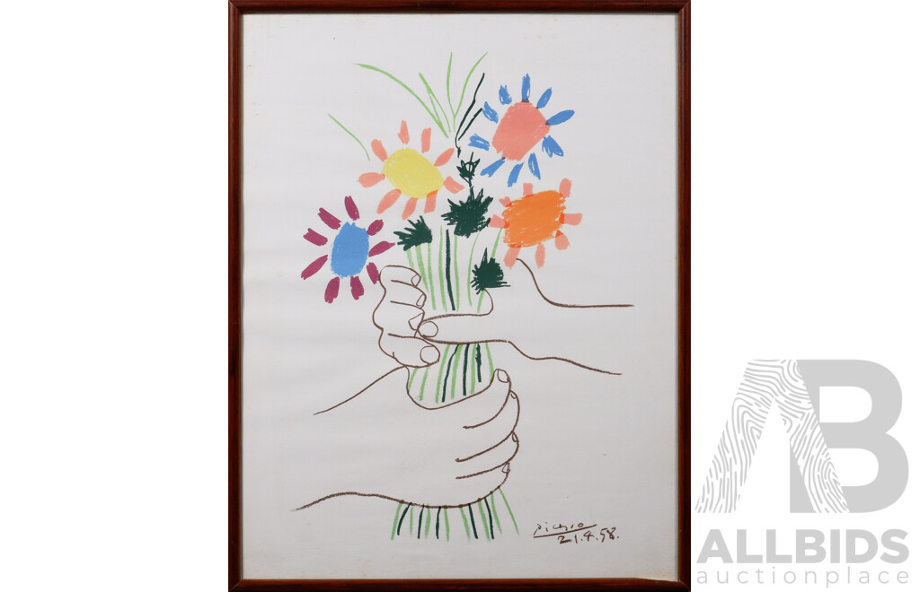 Pablo Picasso, (French,1881-1973), The Flowers of Peace, (1958), Good Reproduction Copy of Original Lithograph, 68 x 53 cm (frame)