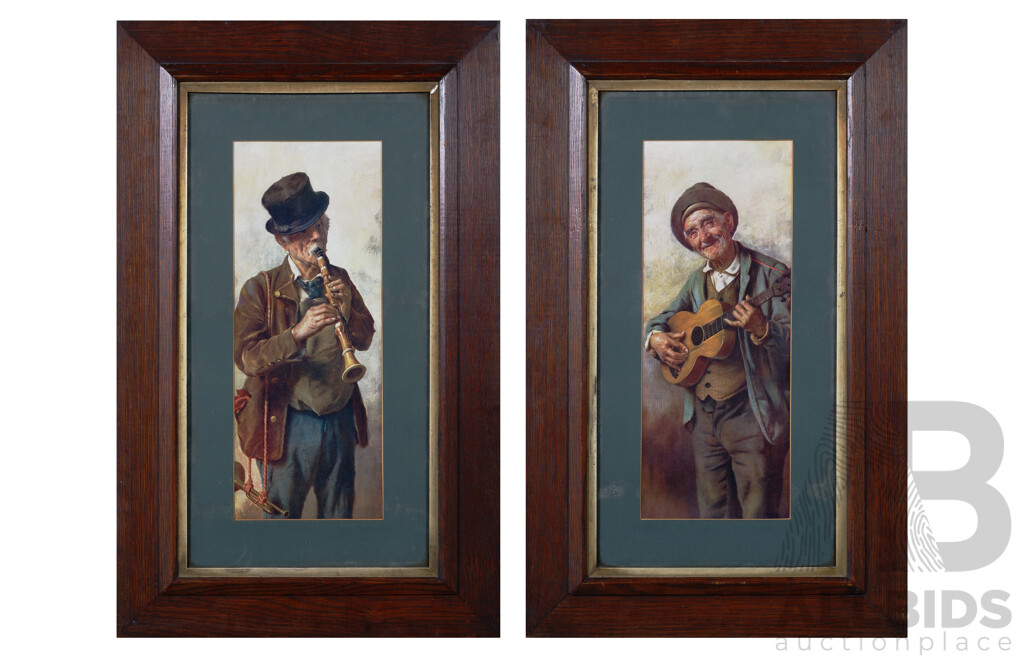 Pair of Funky and Unique Vintage Colour Prints by Forman of Nottingham, 'Gaily the Troubadour' & 'Drink to Me Only with Thine Eyes', 75 x 46 cm (frames)