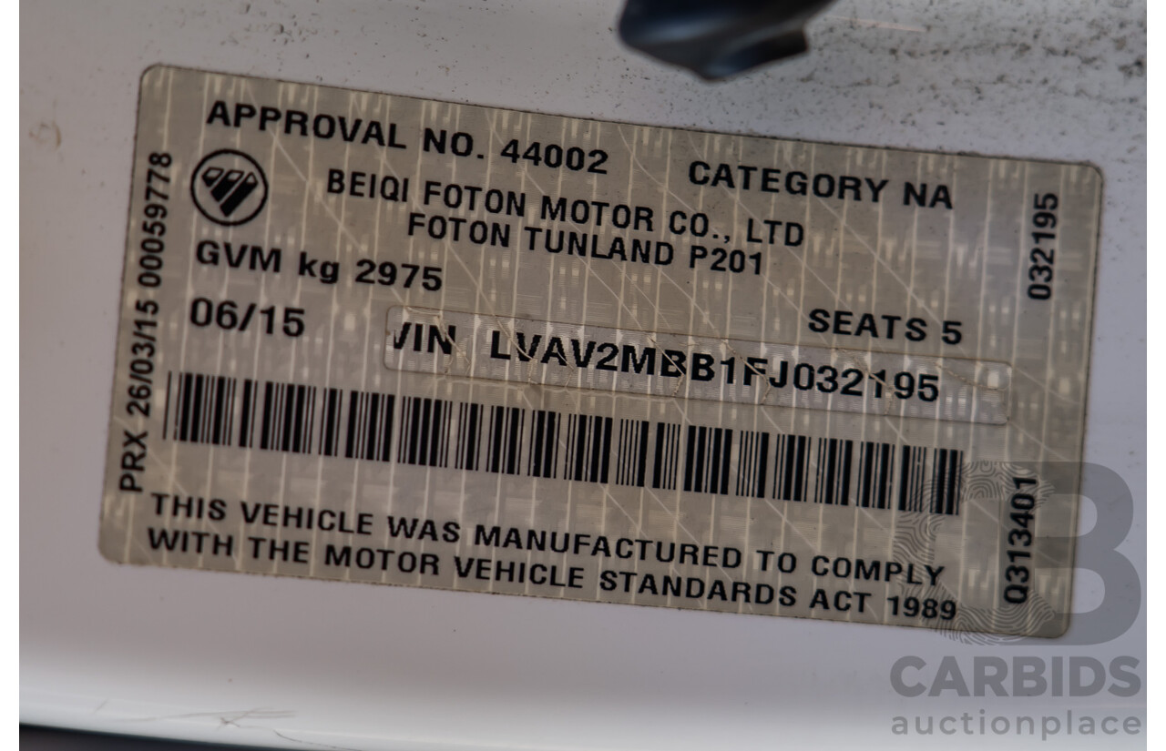 6/2015 Foton Tunland TL (4x4) P201 MY14 Dual Cab Utility White Turbo Diesel 2.8L