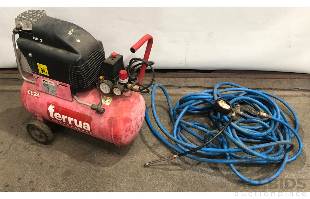 Ferrua Electric Air Compressor with Air Line and Tyre Inflating Attachment