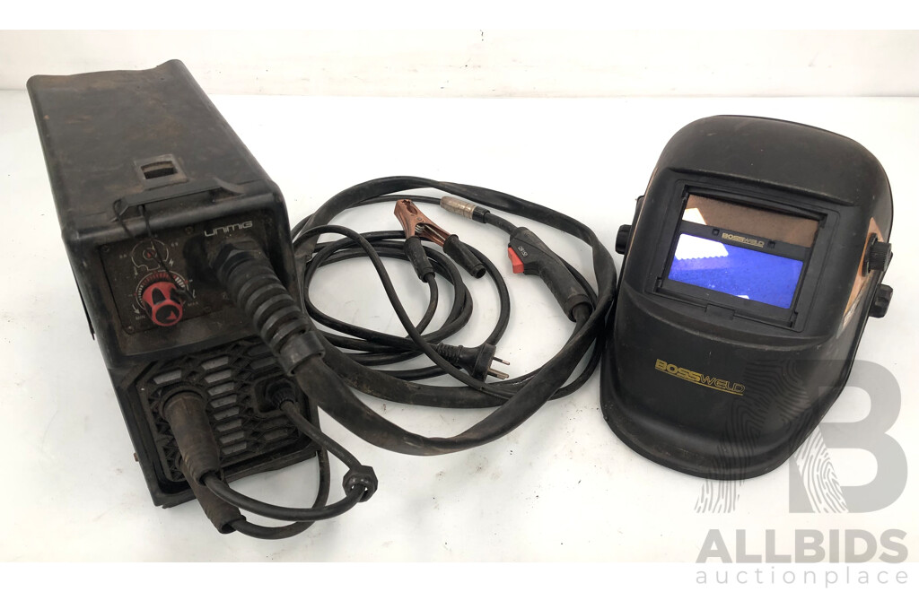 Unimig Viper 120 Synergic Mig Welder and Boss Welding Mask