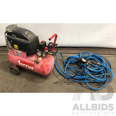 Ferrua Electric Air Compressor with Air Line and Tyre Inflating Attachment