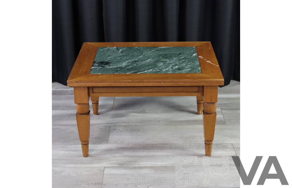 Modern Timber Side Table with Marble Insert Top