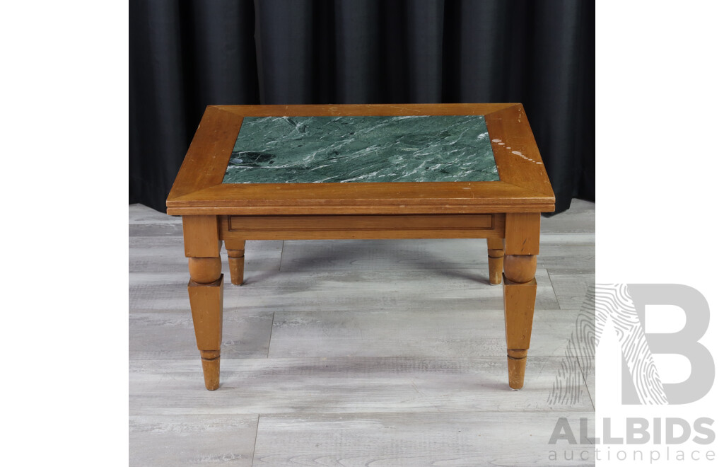 Modern Timber Side Table with Marble Insert Top