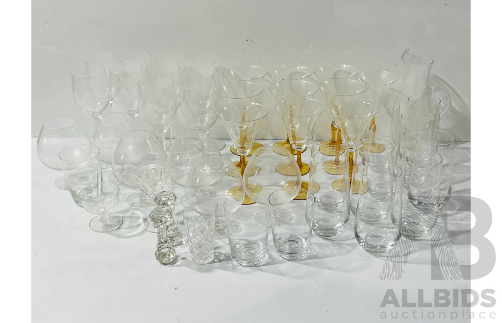 Large Collection Quality Stemware Including Wine Glasses, Brandy Balloons and More