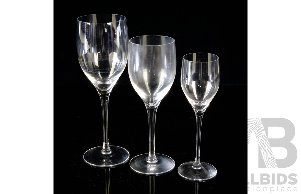 Large Collection Retro Swedish Orrefors Stemware Including Three with Original Labels