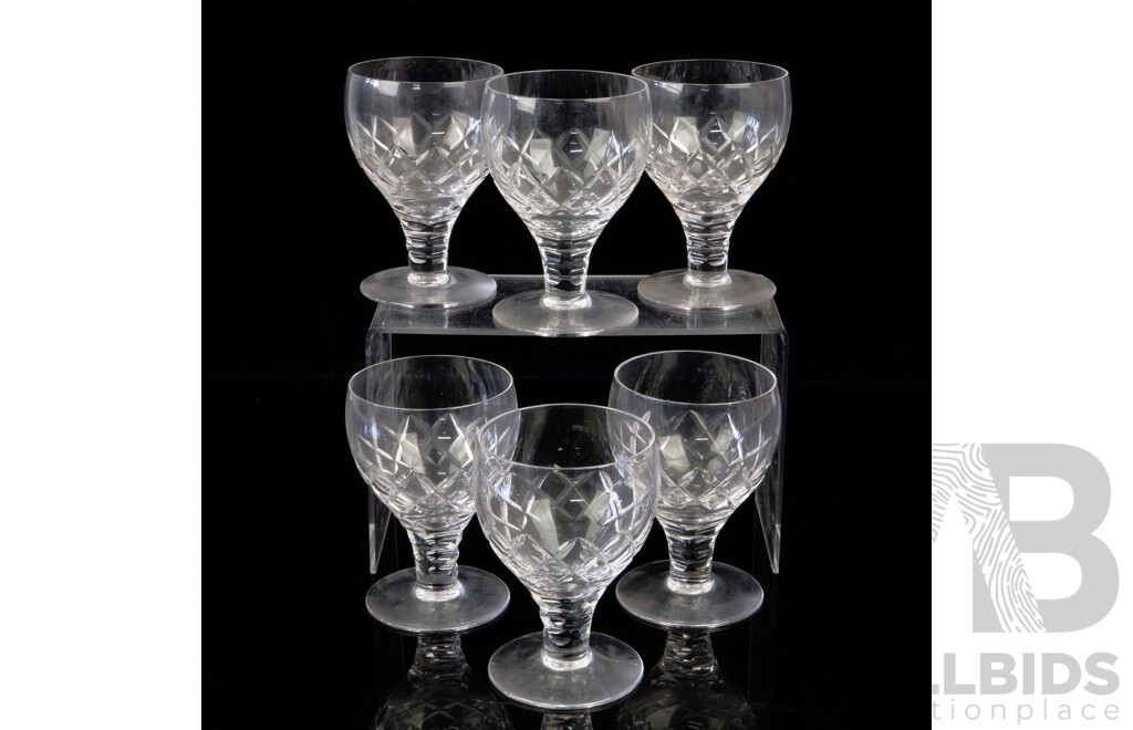 Set Six English Stuart Crystal Claret Glasses