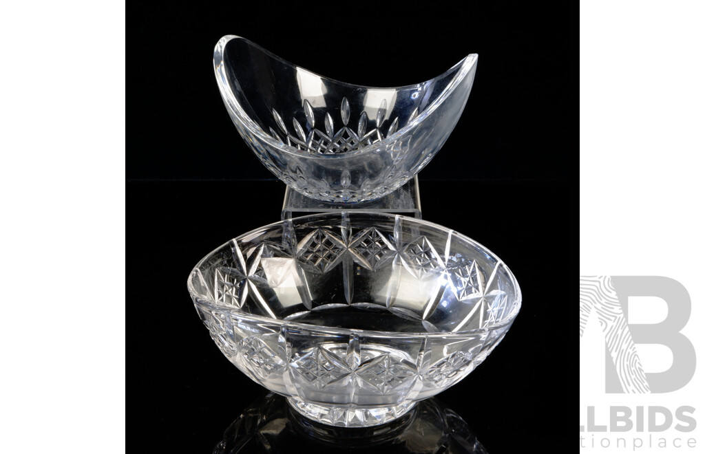 Vintage English Stuart Crystal Serving Bowl Along with Josef Inwald Crystal Serving Dish