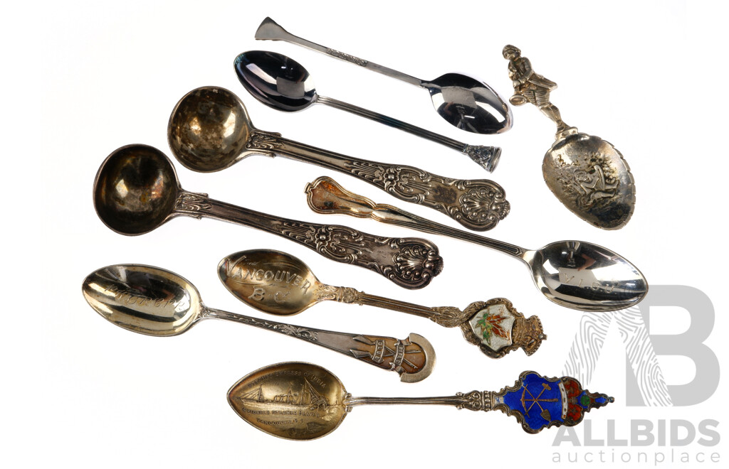 Collection Sterling & 830 Silver Flatware Items Including Set Six Rodd Teaspoons in Original Case and More