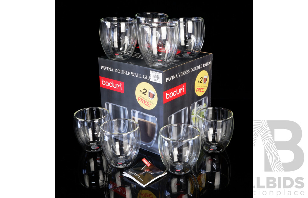 Bodum Set Eight Pavina Double Wall Thermo Glasses in Original Box