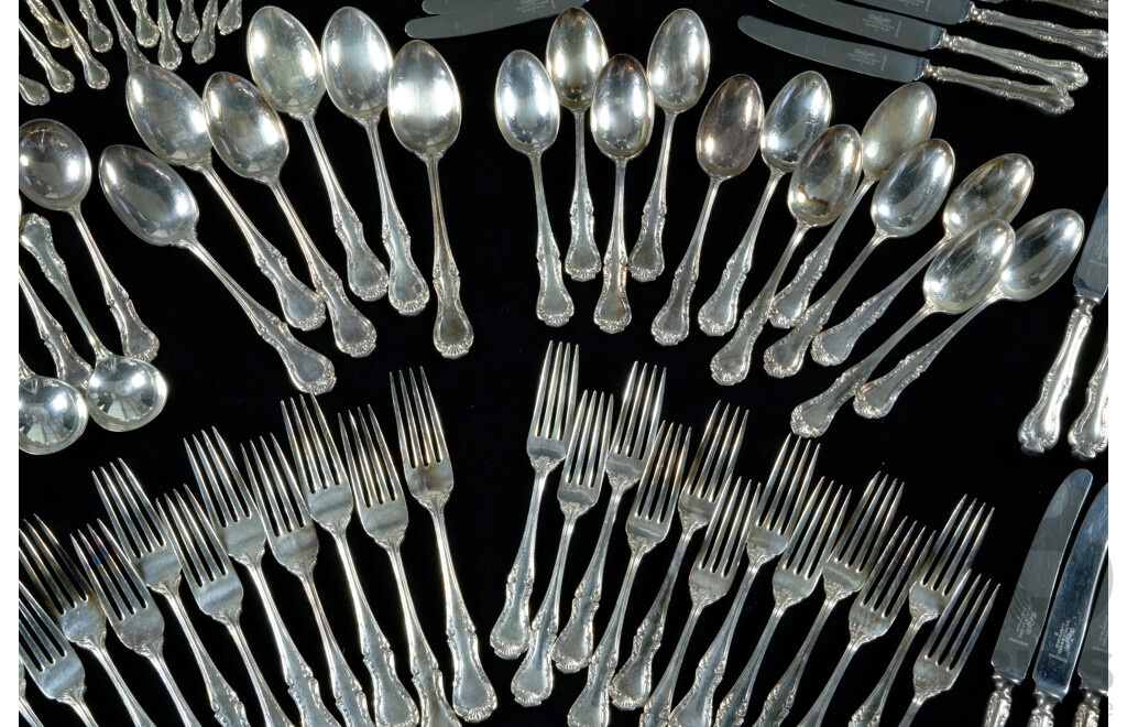 Vintage Mappin & Webb Silver Plate 114 Piece Flatware Service in Kings Pattern