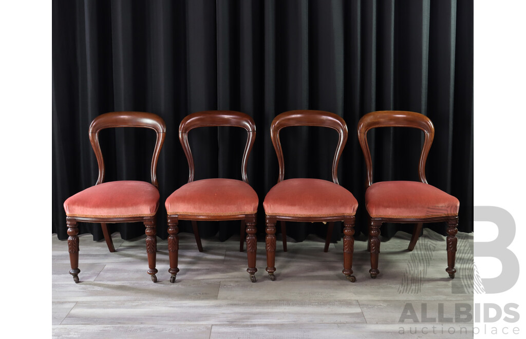 Set of Four Victorian Mahogany Spoon Back Dining Chairs