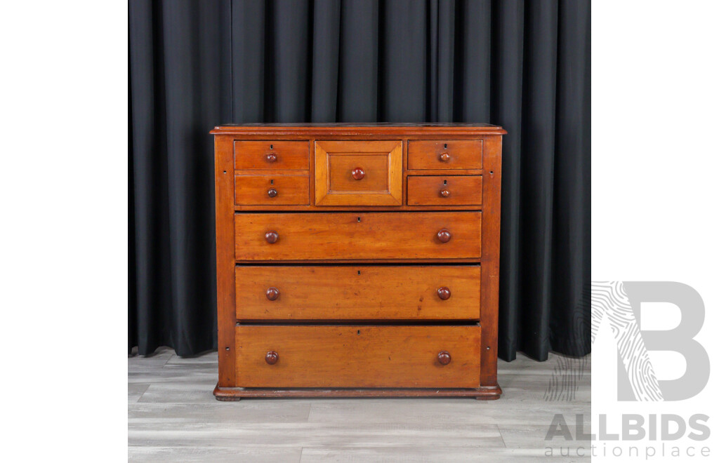 Early Victorian Cedar Chest of Seven Drawers