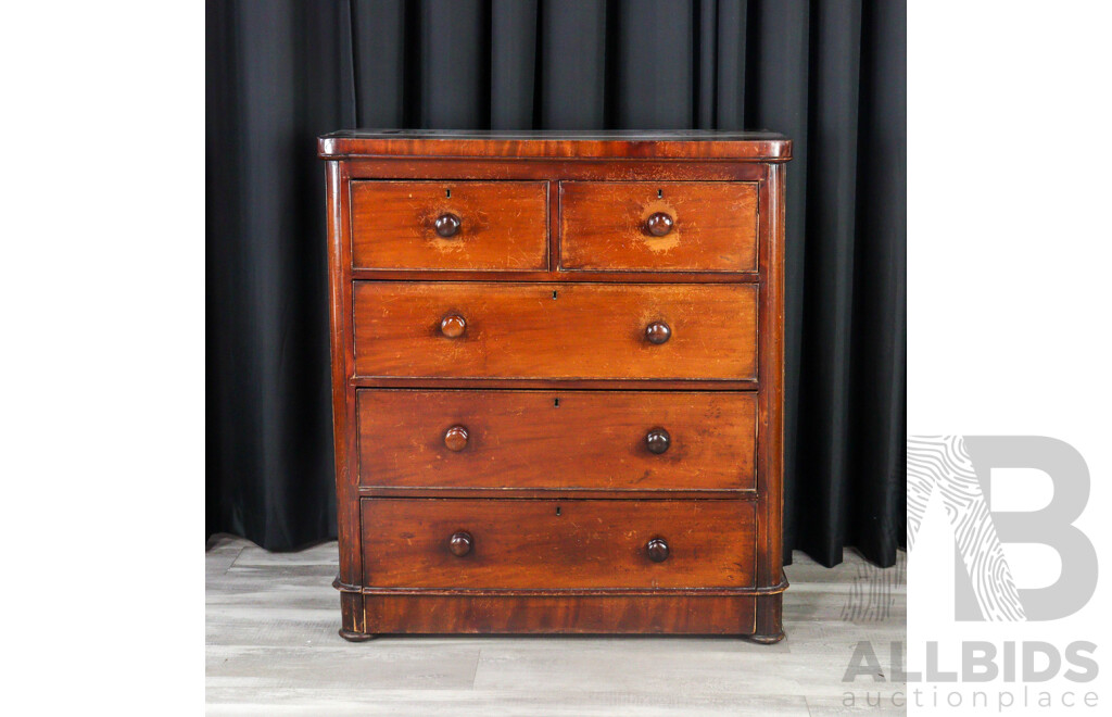 Victorian Mahogany Five Drawer Chest