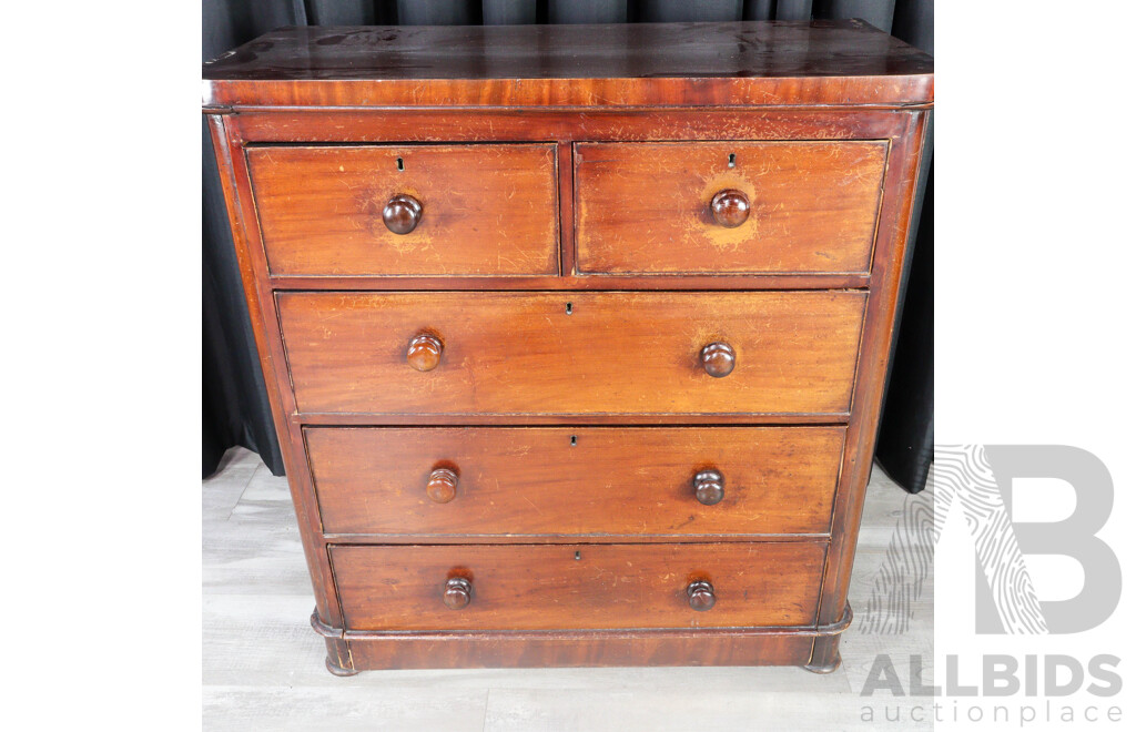 Victorian Mahogany Five Drawer Chest