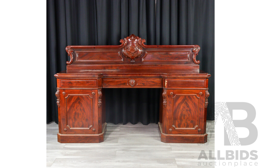 Victorian Flame Mahogany Twin Pedestal Sideboard