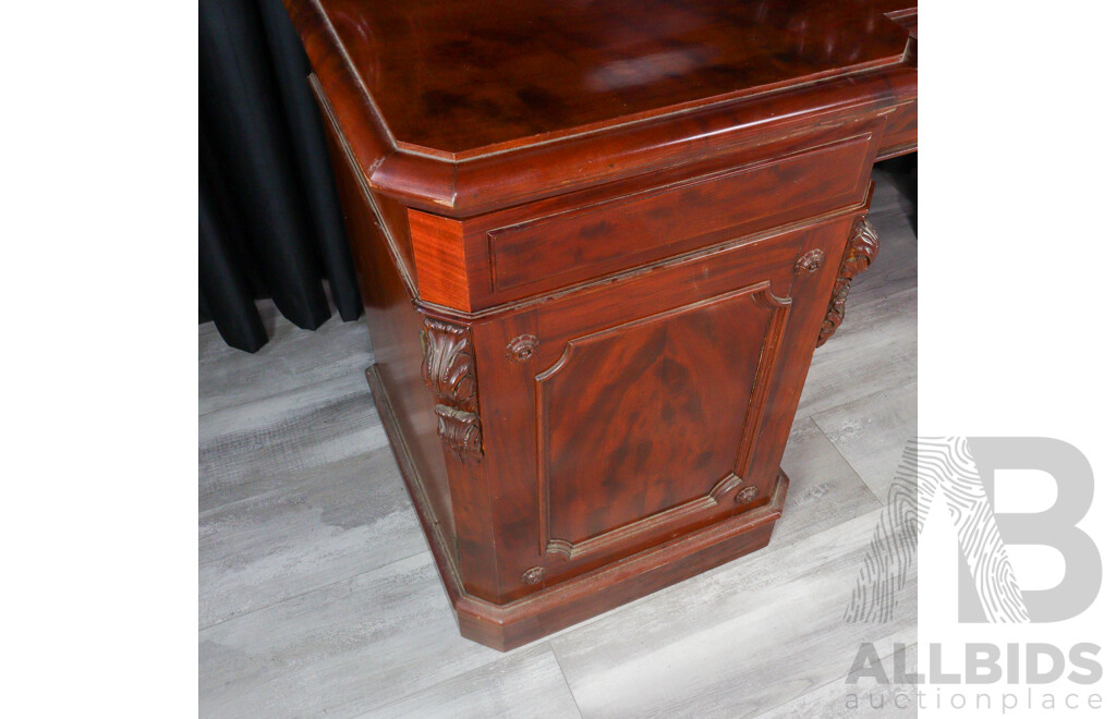 Victorian Flame Mahogany Twin Pedestal Sideboard