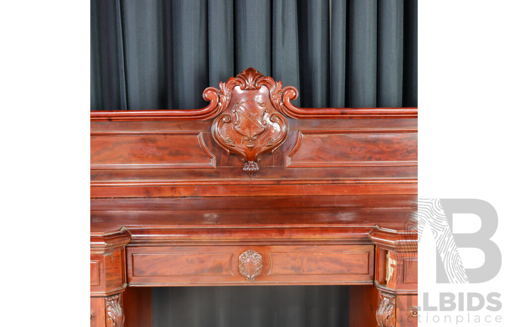 Victorian Flame Mahogany Twin Pedestal Sideboard