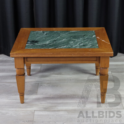 Modern Timber Side Table with Marble Insert Top