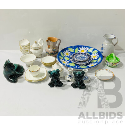 Collection Porcelian and Ceramic Decorator Pieces Including Hand Painted Italian Charger and  More