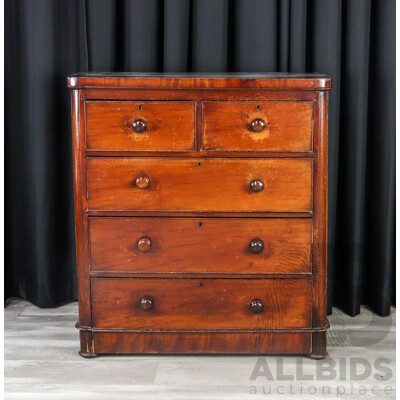 Victorian Mahogany Five Drawer Chest