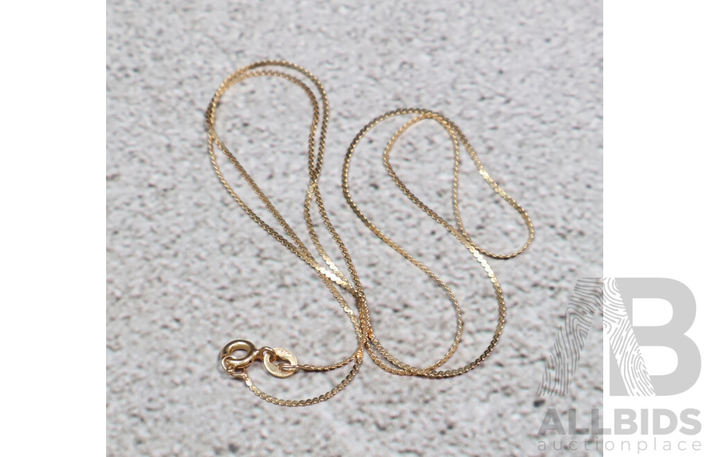 18ct Yellow Gold Flat Twist Snake Chain Necklace, 50cm, 1.90 Grams