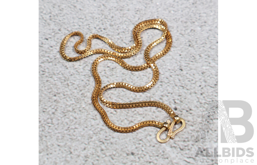 22ct Double Link Box Chain with S Hook Clasp, 42cm, 11.37 Grams