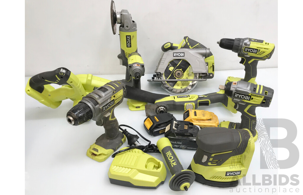 Assorted Ryobi Cordless Tools with Tool Bag