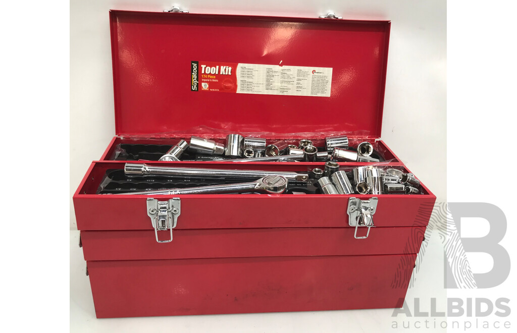 Supatool 174 Piece Metric and Imperial Tool Kit in Cantilever Tool Box