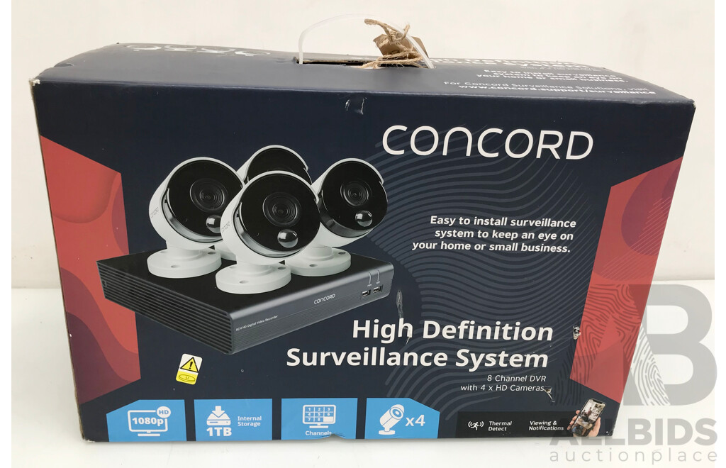 Concord 8 Channel DVR Kit with 4 HD Cameras