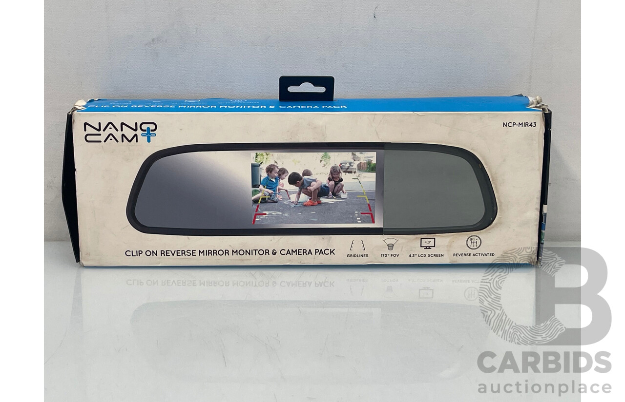 Nano Cam Plus Clip on Reverse Mirror Monitor & Camera - New