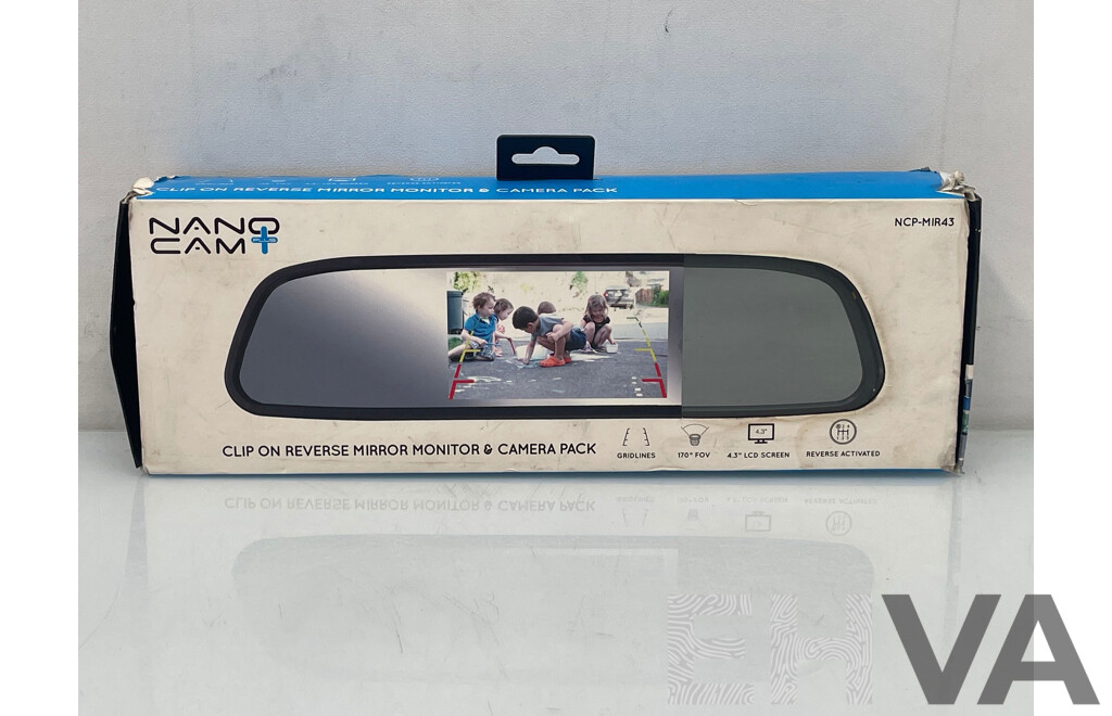 Nano Cam Plus Clip on Reverse Mirror Monitor & Camera - New