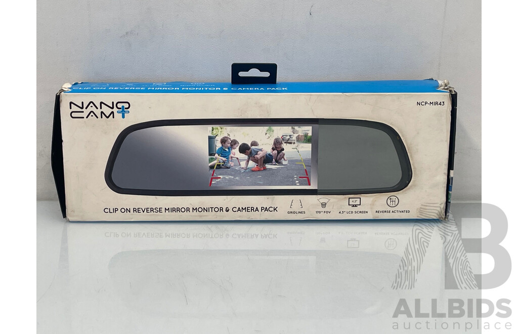 Nano Cam Plus Clip on Reverse Mirror Monitor & Camera - New