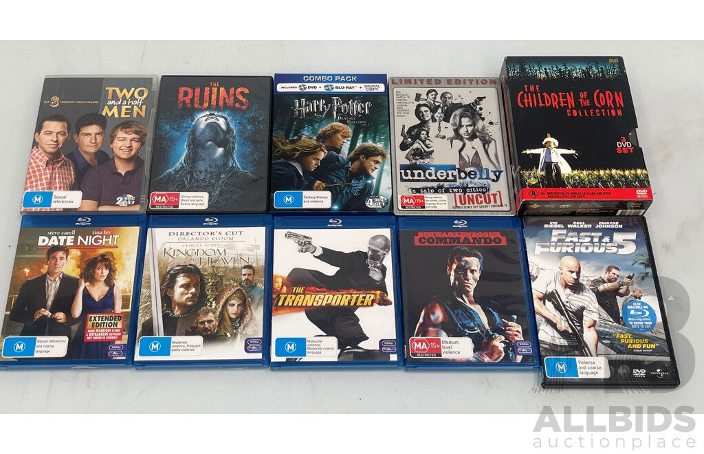 Assorted DVDs and Blu-ray Titles - Lot of 10