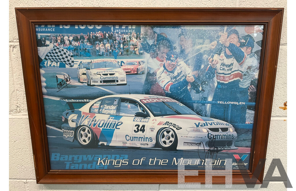 Framed Vintage Racing Picture - Valvoline Kings of the Mountain - Autographed (67 X 50 Cm)