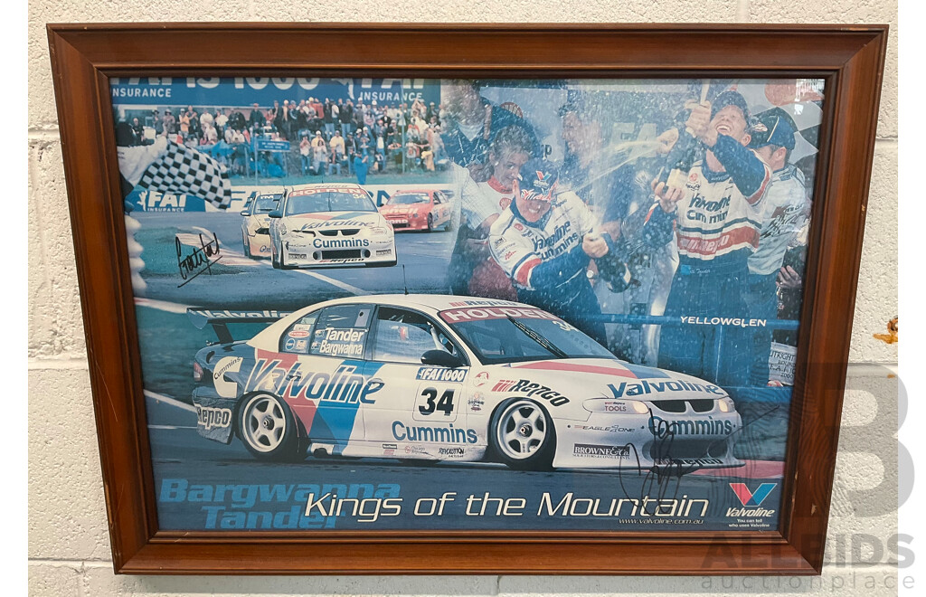 Framed Vintage Racing Picture - Valvoline Kings of the Mountain - Autographed (67 X 50 Cm)