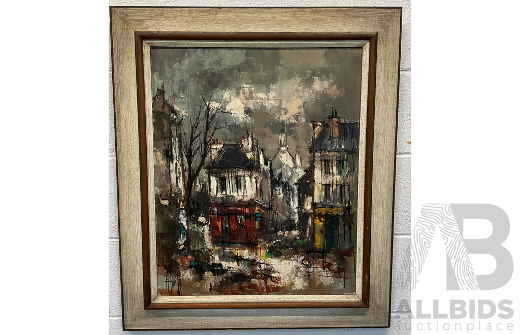 Impressionist Cityscape Oil Painting in Wooden Frame (78 X 66 Cm)