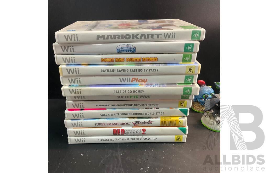 Assorted Nintendo Wii Items - Games, Nunchucks, Controllers, Skylanders Portal and Characters & Cables