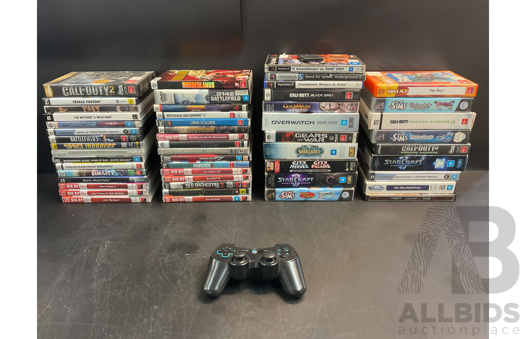 Lot of 52 PC and Playstation 2 Video Games & Controller