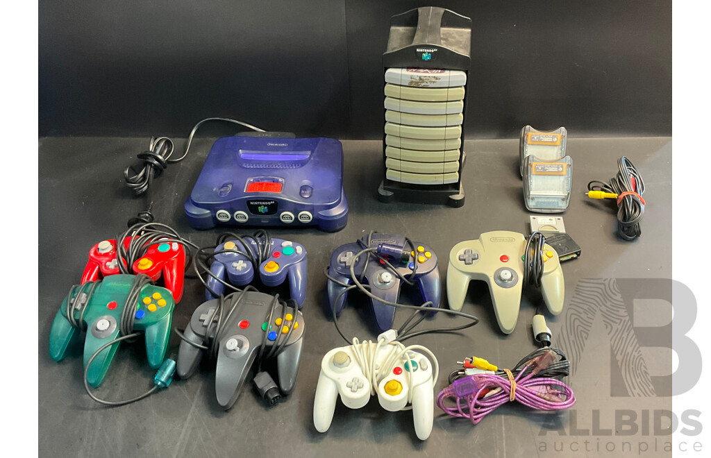 Nintendo 64 & 13 Games, 7 Controllers, Transfer Paks, Jumper Paks