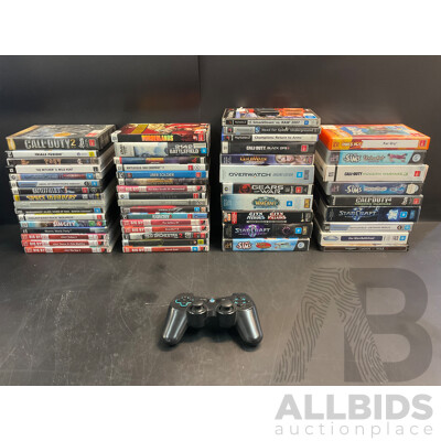 Lot of 52 PC and Playstation 2 Video Games & Controller