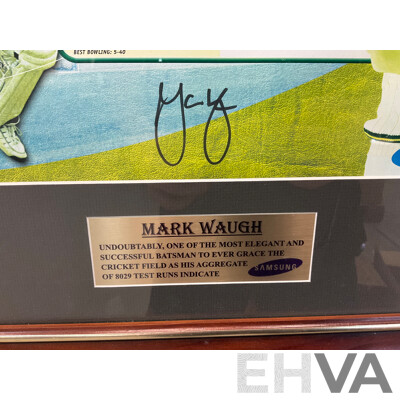 'The Mark of a Champion' Vintage Australian Test Cricket Memorabilia - Signed by Mark Waugh (58 X 54 Cm)