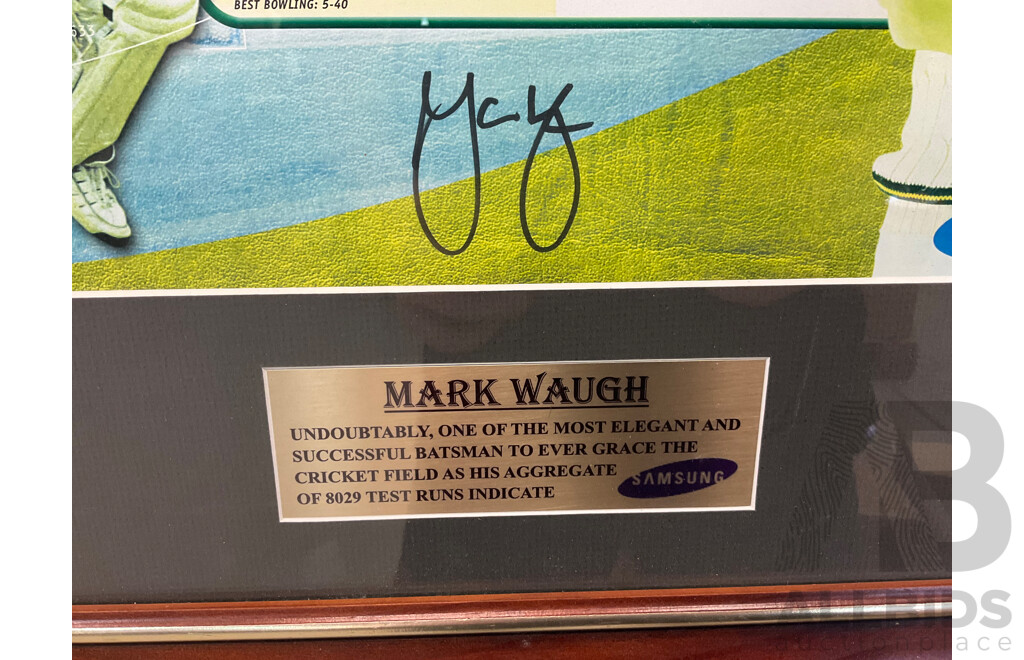 'The Mark of a Champion' Vintage Australian Test Cricket Memorabilia - Signed by Mark Waugh (58 X 54 Cm)